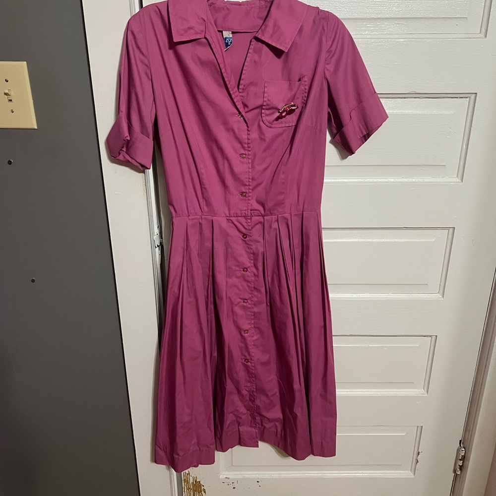Elegant Pink Shirt Dress